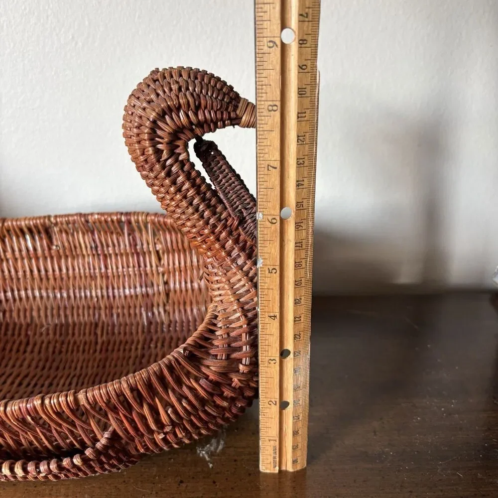 Vtg Turkey Woven Rattan Basket Home Fall Decor Holiday Centerpiece Thanksgiving